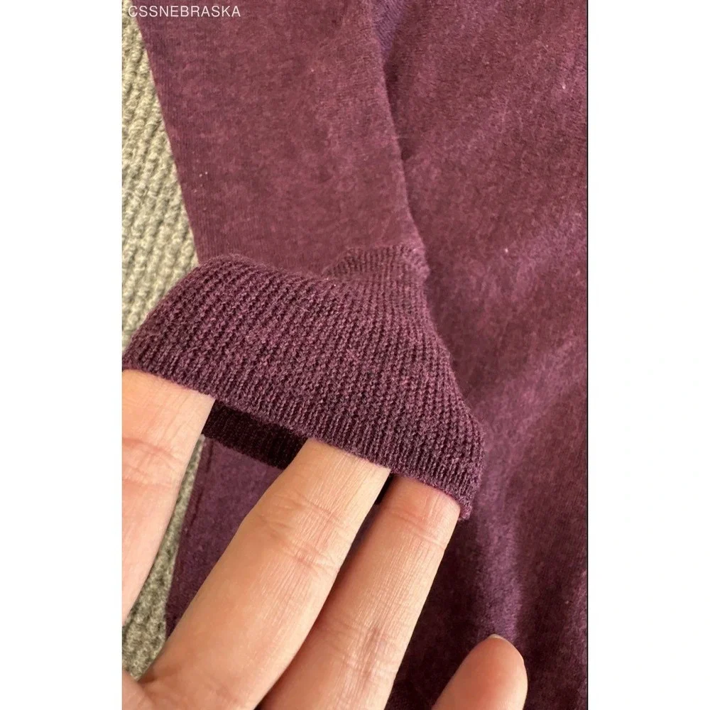 Cynthia Rowley Women's Purple Extrafine Merino Wool Button Back Sweater Sz S‎